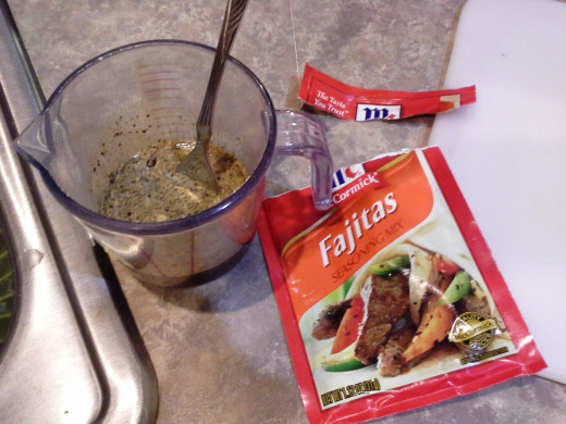 Step Nine: Mix your fajita seasoning in water and thoroughly dissolve