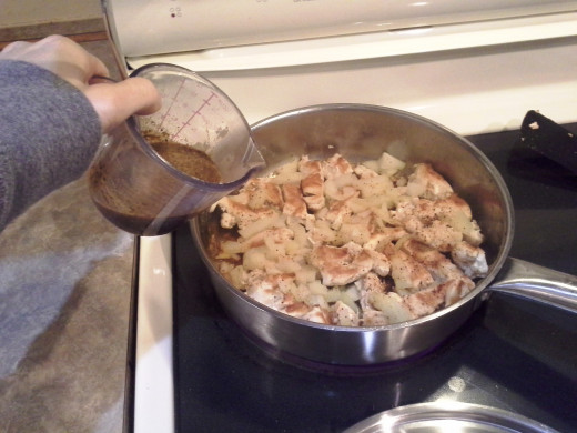Step Sixteen: Add your fajita seasoning and water