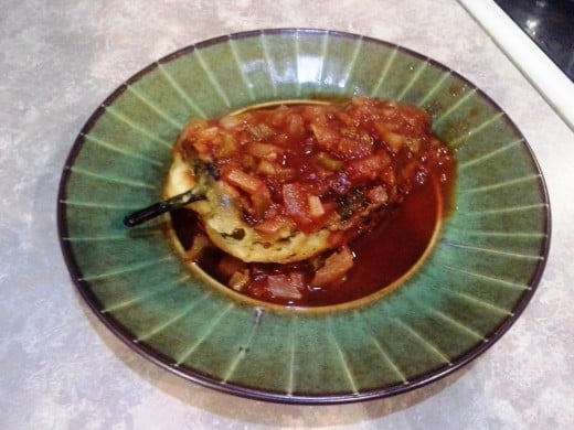 Step Thirty-one: Spoon a little more red sauce on top