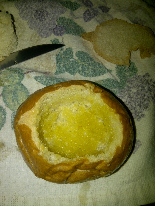 For good measure, I like to lightly spread olive oil around the outside of the bun as well.