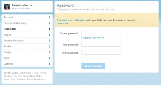 Password tab, change your current password.