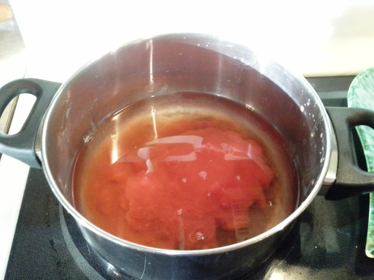 Step Four: Mix your tomato sauce into your water