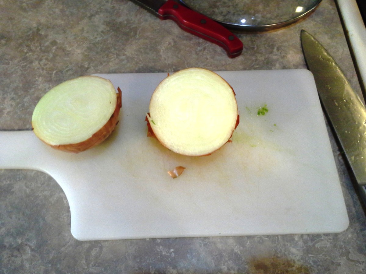 Step Nine: Cut your onion in half and bag one half to put it back in the fridge