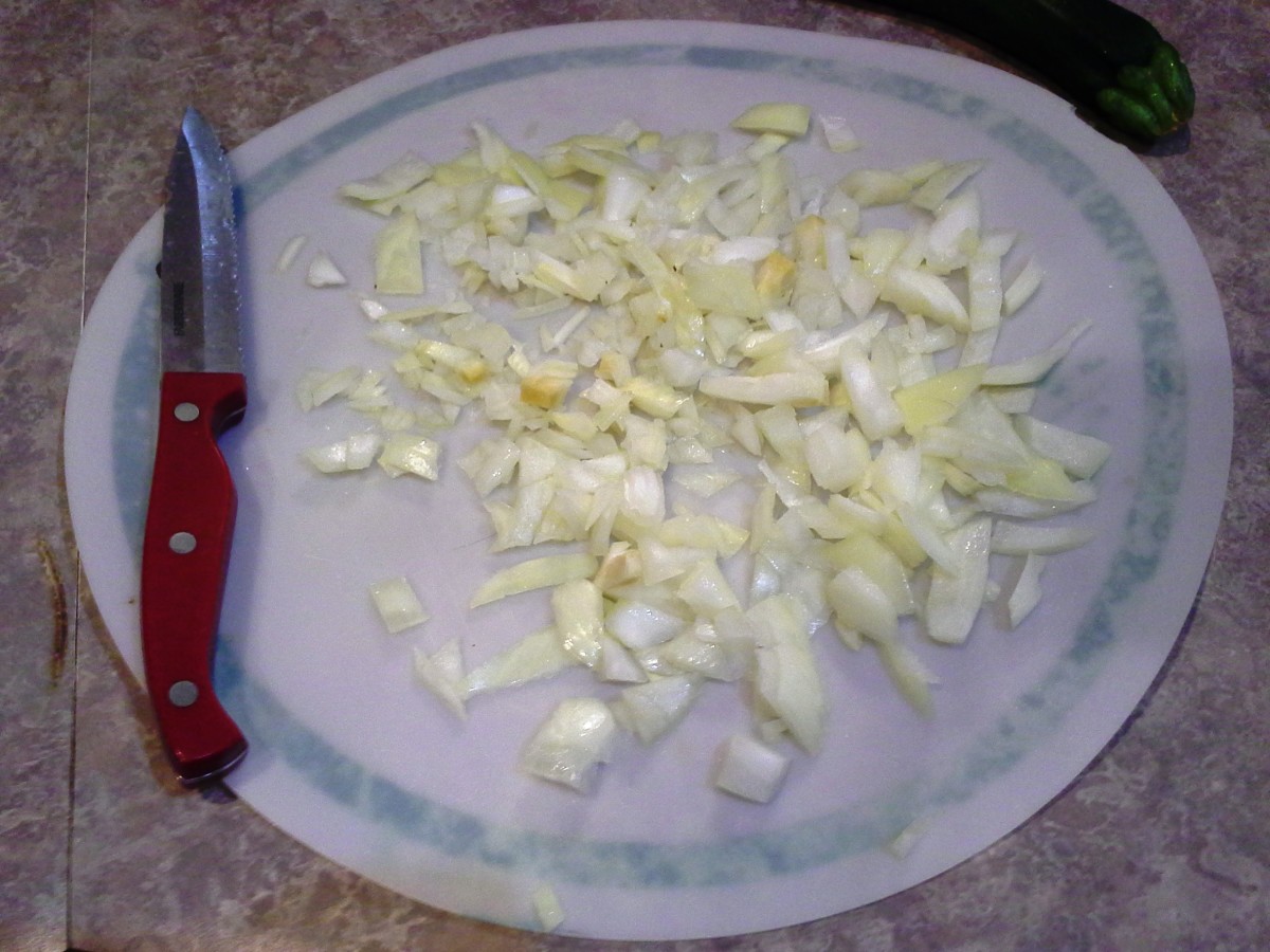 Step Four: Peel and chop your onion into small pieces