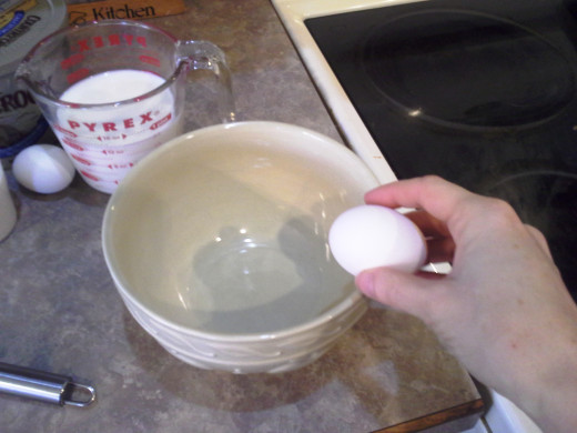 Step Three: Crack your egg into your mixing bowl