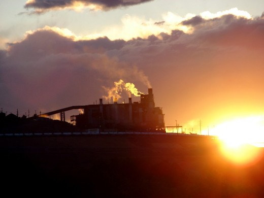 Kennecott Copper Refinery on a hill above Magna, Utah.  