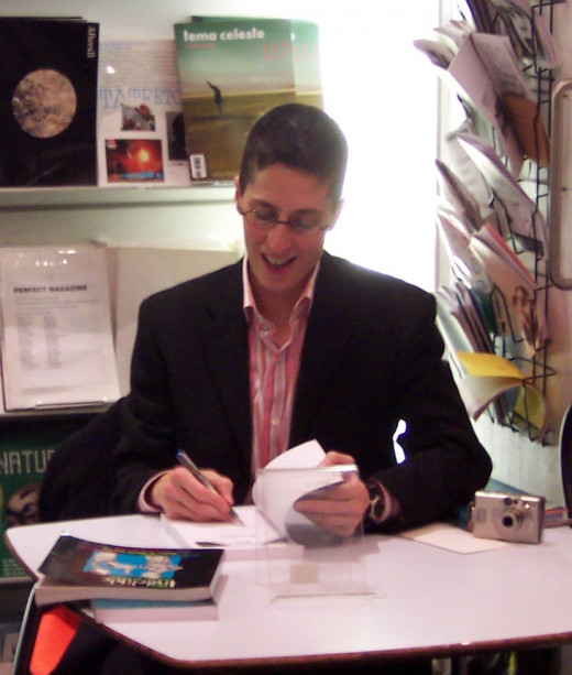 "Cartoonist and writer Alison Bechdel at a book signing at the ICA Shop in London, 2006."