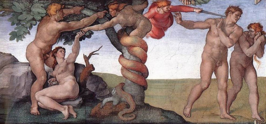 Michelangelo's depiction of the Fall of Adam and Eve.