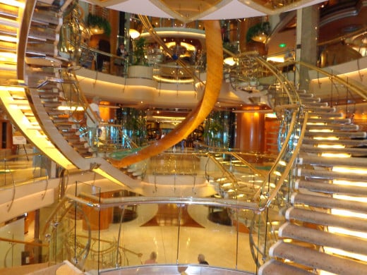 Beautiful Staircase Inside the Cruise Ship