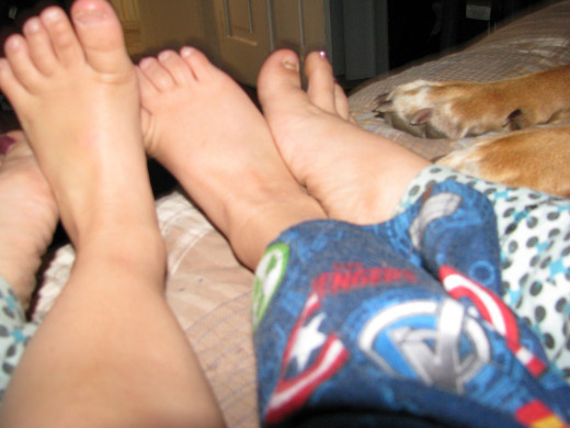 cuddling feet