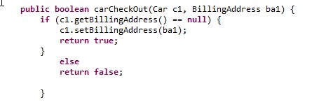 carCheckOut method illustrates the first use of it...then..else programming logic