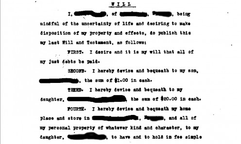 An example of a public record document, with identifying information removed,  that I was able to obtain through clerk of courts