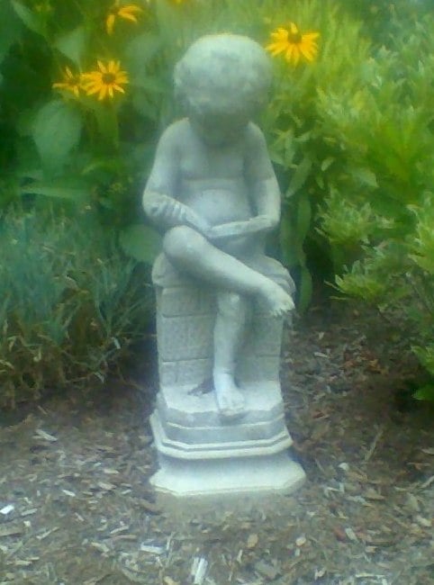 Garden statue at our public library