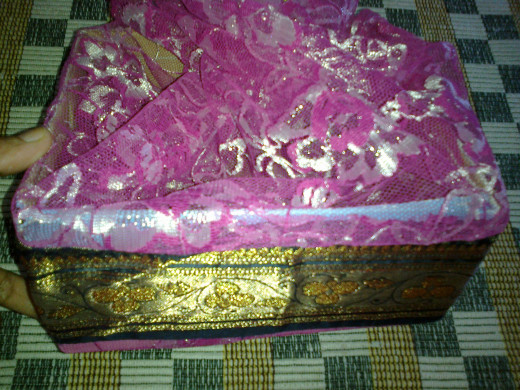 Net cloth with zari border from a saree