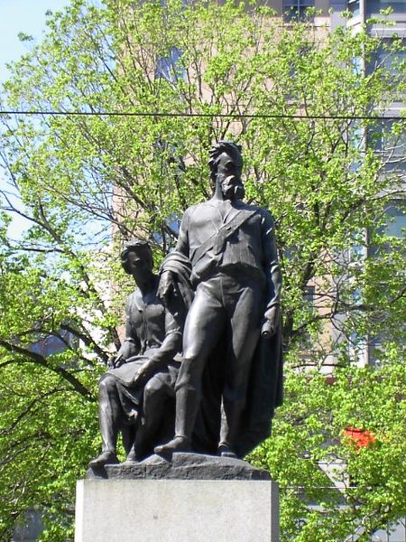 This is the Burke and Wills Monument in Melbourne, Australia. Near the site of the fictional murder.