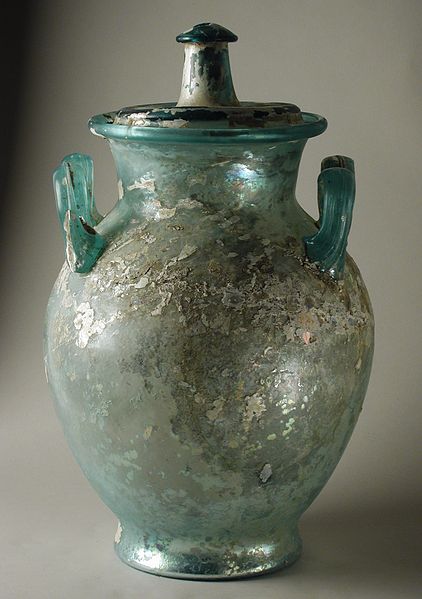 A funerary/cinerary urn once used to hold cremated human remains. 