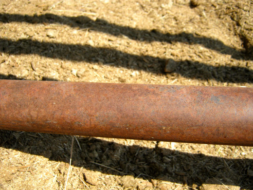 Rusty rail before touch-up paint