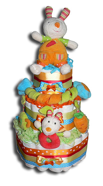 Diaper cakes are a favorite in any baby shower plan, providing both practical supplies and a fun baby-related decoration