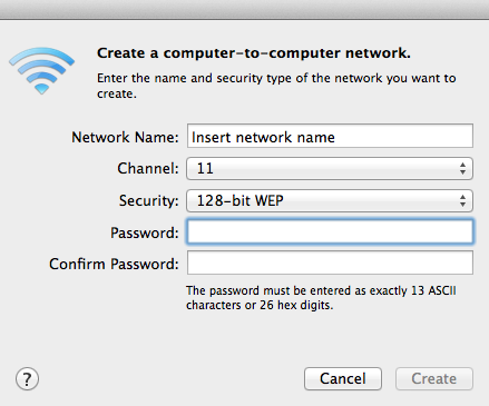 Create a network in OS X