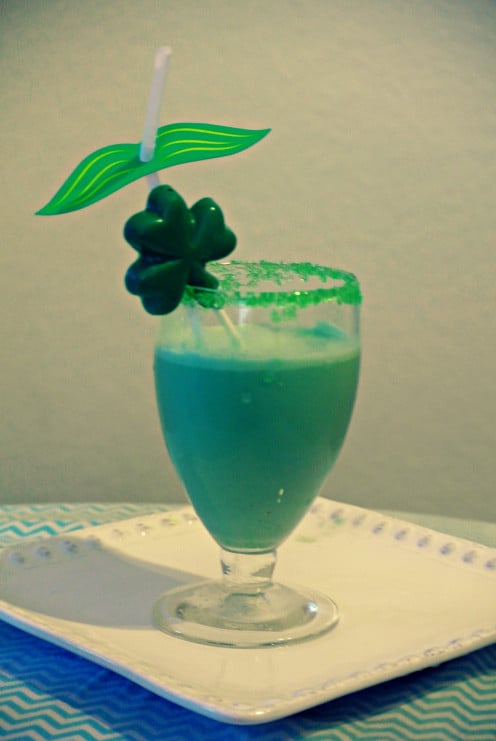 Add in a shamrock pop to make this chocolate milk shake more festive and fun for the kids on St.Patrick's Day.