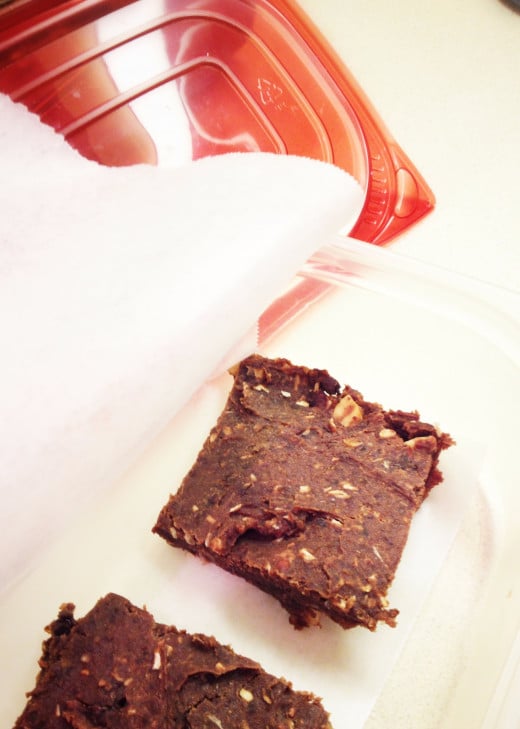 When toting, place the brownies between sheets of wax paper to keep them from sticking together and falling apart. 