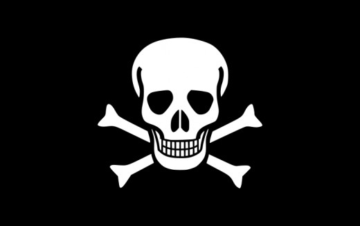 The classic skull and crossbones, a signal for maritime pirates that's also known as 'The Jolly Roger'.  