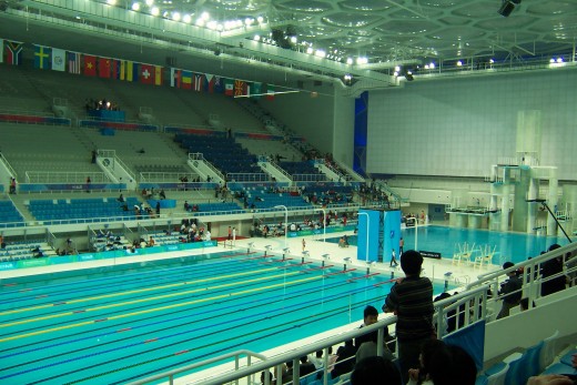 Inside for the inaugural women's diving competition, February 2008