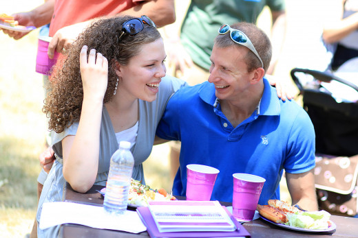 Laughing together at our rehearsal lunch.