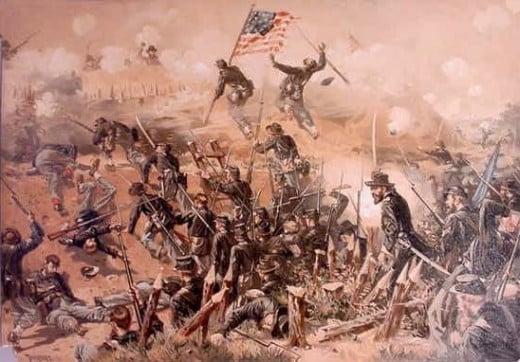 Painting - Union troops attack enemy fieldworks