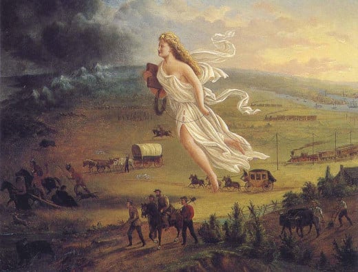 John Gast's painting displaying America's manifest destiny to expand to the other side of the continent.