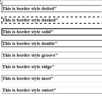 Examples of border styles.