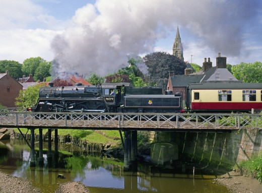 Another view of Ruswarp Station with a steam working back to Pickering from Whitby