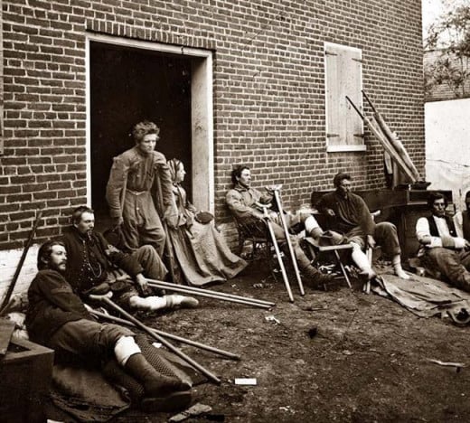 Wounded outside of a general hospital in Fredericksburg, VA