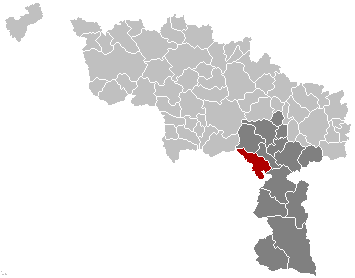 Map location of Erquelinnes, Hainaut, Belgium 