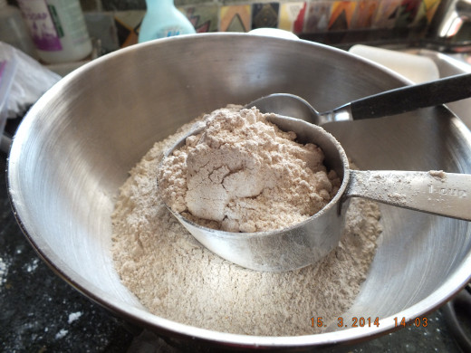 This is to remind you to scoop the flour out of the bag with a spoon using a light touch. It helps keep you from using too much flour by scooping the measuring cup into the bag. I know it's easier and quicker but your bread will be dry and dense.