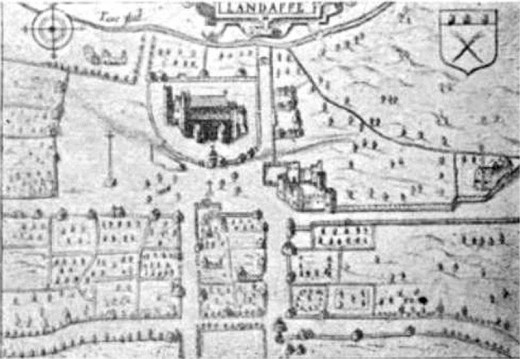 Old map of Llandaff