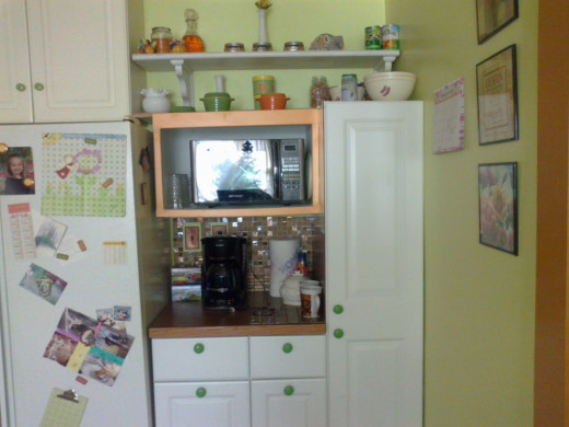 This Station is guest-friendly. While I cook, my guests can fix beverages and even microwave something. Having the microwave up off the counters increased the available work areas.