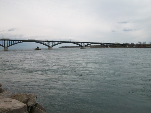 The Peace Bridge, from the Nowak Pier in the Niagara River