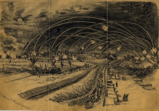 Sketch - troops move at night during the siege of Petersburg, VA
