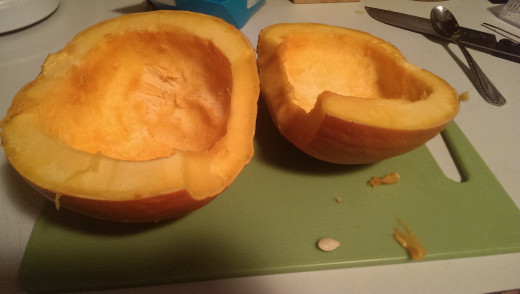 it took some muscle and a really big knife, but I got the pumpkin cut open!