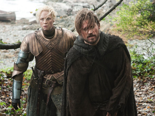 Brienne (Gwendoline Christie) and Jamie Lannister (Nikolaj Coster-Waldau)
