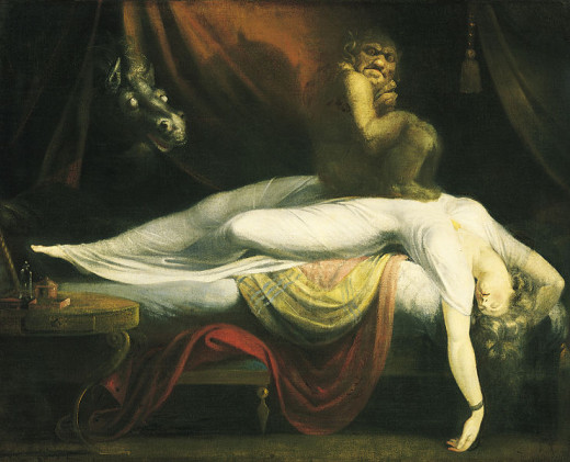 The Nightmare by John Henry Fuseli  Is that her soul or spirit being sucked?