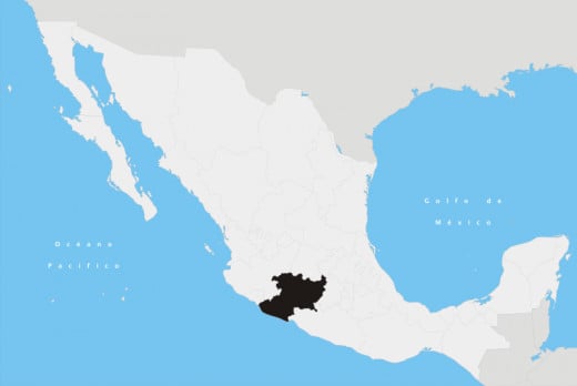 Map showing the state of Michoacan in Mexico.