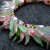 Pink and green garden dagger fringed beaded bracelet.
