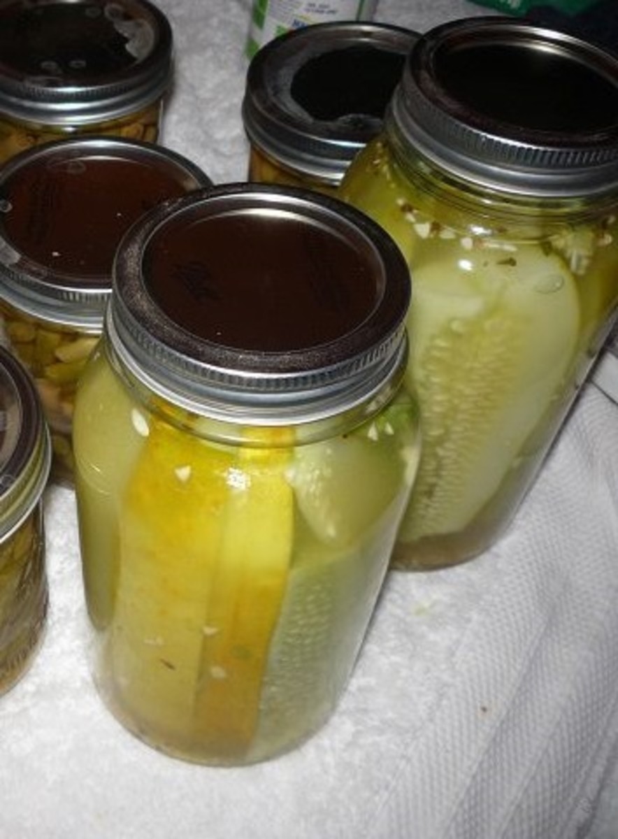 Pickles made from cucumbers in last year's garden.