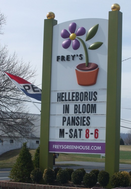 The sign at the road for Frey's.