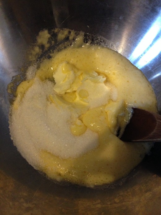 Add the sugar and soft butter together