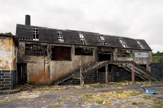 Front yard of an abandoned whale factory in Capelas, Azores (an autonomous region of Portugal). 