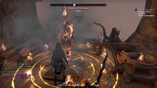 A fiery guardian during the To Ash Mountain quest of The Elder Scrolls Online.