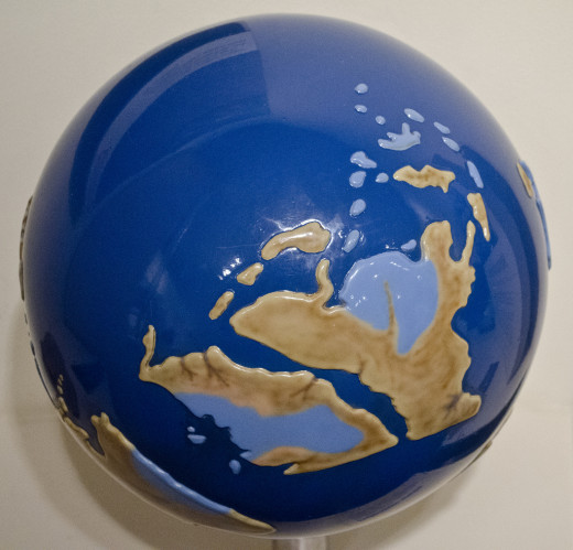 A globe depicting the Earth during the Paleozoic era